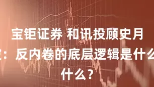 宝钜证券 和讯投顾史月波：反内卷的底层逻辑是什么？